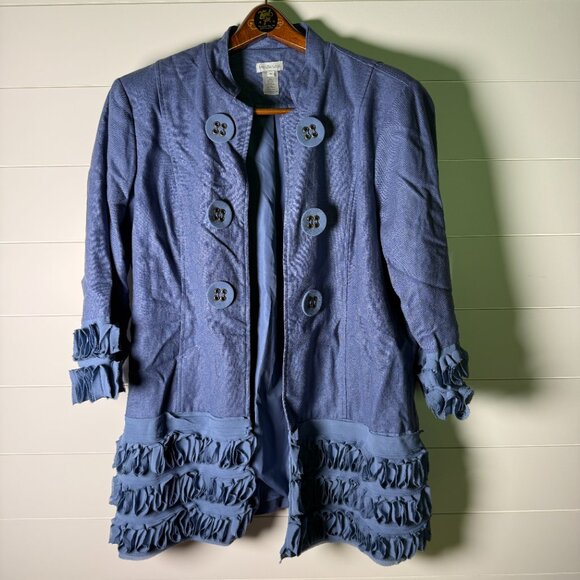 Multiples Jackets & Blazers - Multiples Women's Periwinkle Linen Blend Blazer Jacket | 3/4 Sleeves | XL